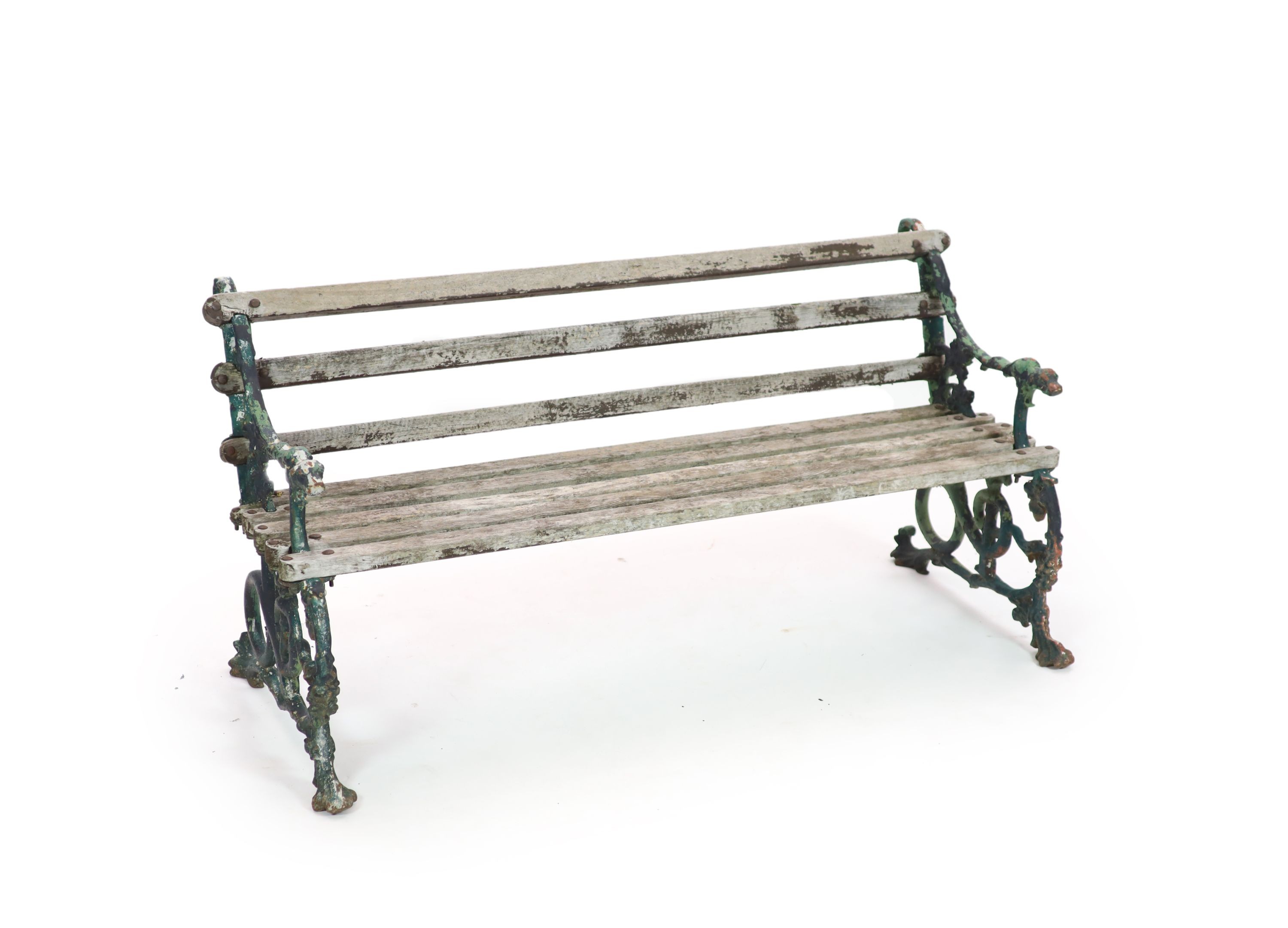 A Victorian Coalbrookdale cast iron 'Grape and serpent' garden bench H 76cm. W 160cm. D 70cm.